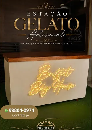 Estação de Gelato Artesanal montada pelo Buffet Big House